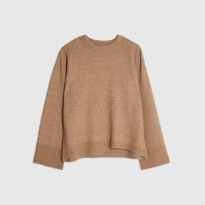 Brown Crew Neck Knitted Jumper