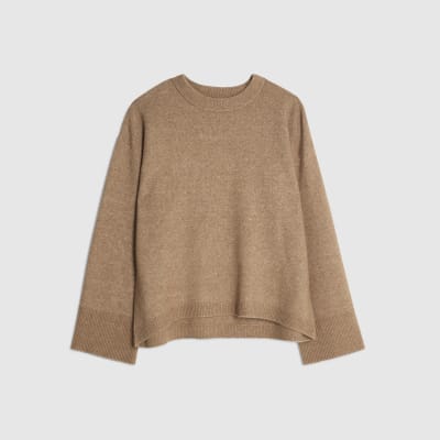Brown Crew Neck Knitted Jumper