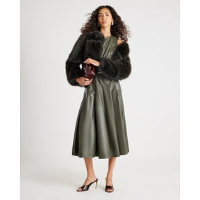 Brown Cropped Faux Fur Jacket