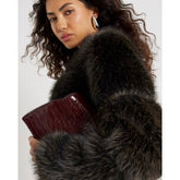 Brown Cropped Faux Fur Jacket