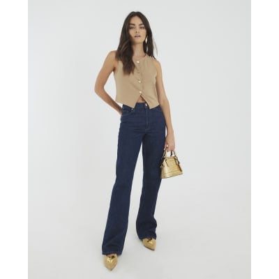 Brown Cropped Heart Waistcoat Top