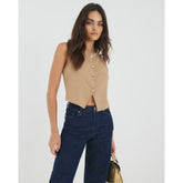 Brown Cropped Heart Waistcoat Top