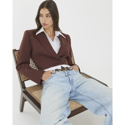 Brown Cropped Hybrid Blazer