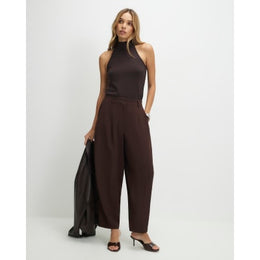 Brown Drapey Barrel Leg Trousers