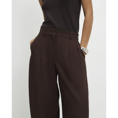Brown Drapey Barrel Leg Trousers