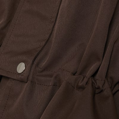 Brown Drop Hem Drawstring Jacket