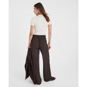 Brown Elasticated Wide Leg Trousers
