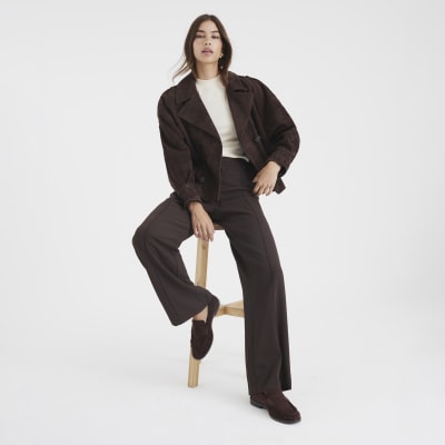 Brown Elasticated Wide Leg Trousers