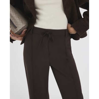 Brown Elasticated Wide Leg Trousers