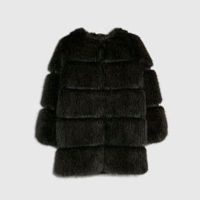 Brown Faux Fur Panelled Coat
