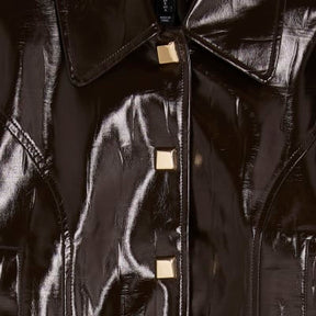 Brown faux leather croc Harrington Jacket