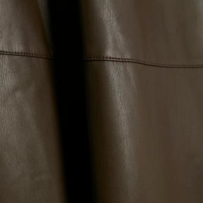 Brown Faux Leather Midi Skirt