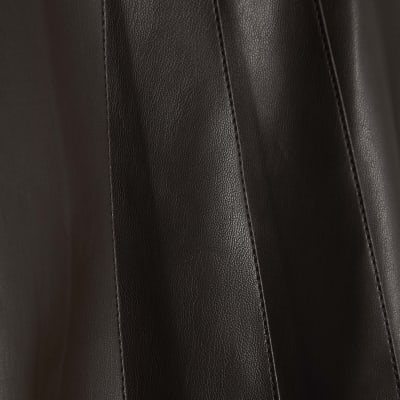 Brown Faux Leather Snaffle Detail Mini Skirt