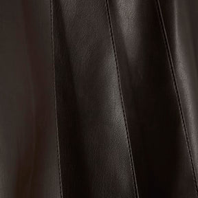 Brown Faux Leather Snaffle Detail Mini Skirt