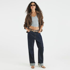 Brown Faux Suede Collared Jacket
