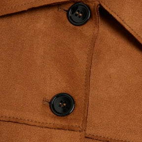 Brown Faux Suede Long Sleeve Overshirt