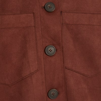 Brown Faux Suede Overshirt