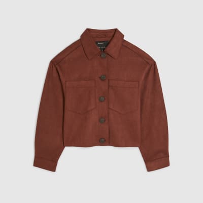 Brown Faux Suede Overshirt