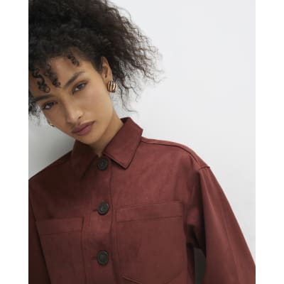 Brown Faux Suede Overshirt