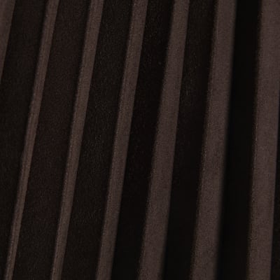 Brown Faux Suede Pleated Mini Skirt