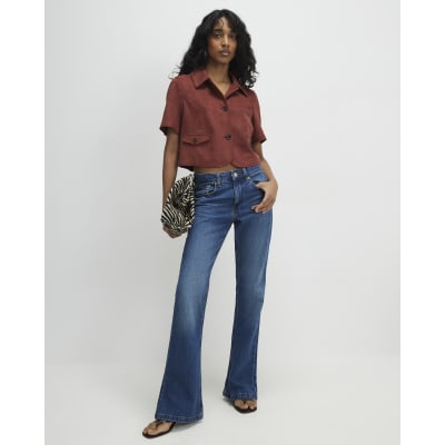 Brown Faux Suede Pocket Detail Shirt