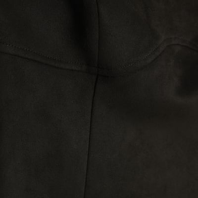 Brown Faux Suede Strappy Midi Dress