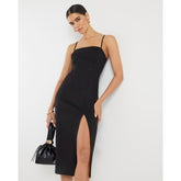 Brown Faux Suede Strappy Midi Dress