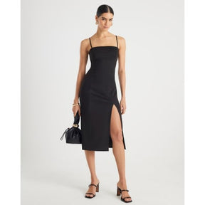 Brown Faux Suede Strappy Midi Dress