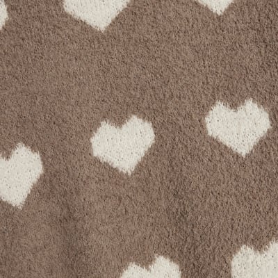 Brown Fluffy Heart Jumper Shorts Set