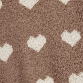 Brown Fluffy Heart Jumper Shorts Set