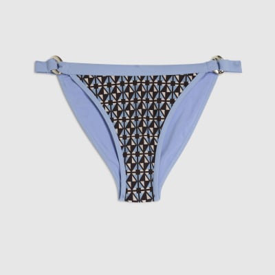 Brown Geometric Print Bikini Bottoms