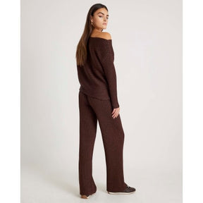 Brown Glitter Wide Leg Trousers