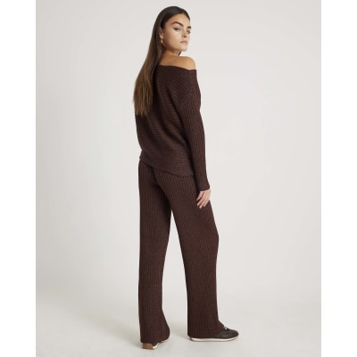Brown Glitter Wide Leg Trousers