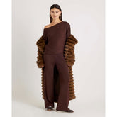 Brown Glitter Wide Leg Trousers