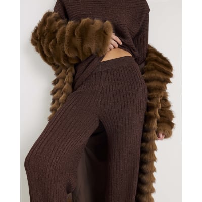 Brown Glitter Wide Leg Trousers