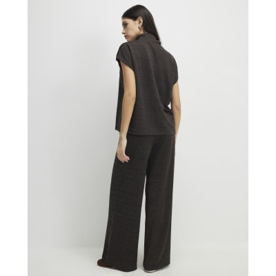 Brown Glitter Wide Leg Trousers