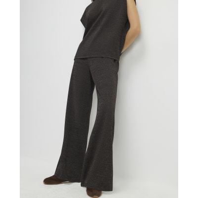 Brown Glitter Wide Leg Trousers
