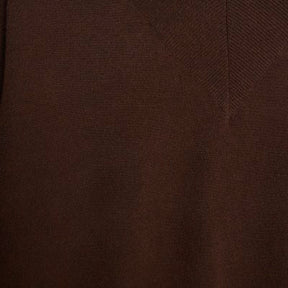 Brown High V neck Jumper