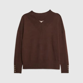 Brown High V neck Jumper