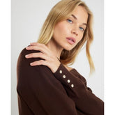 Brown High V neck Jumper