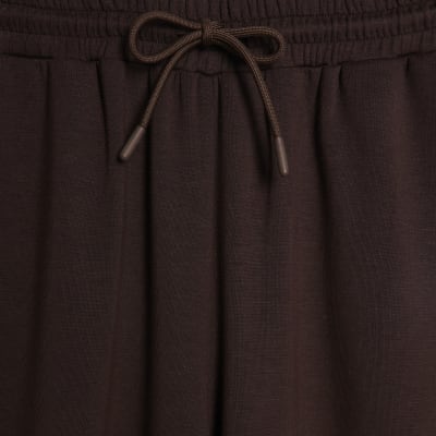 Brown High Waisted Premium Wide Leg Joggers