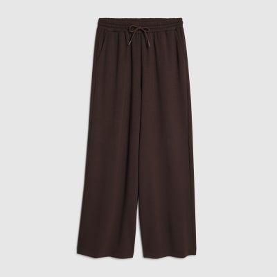 Brown High Waisted Premium Wide Leg Joggers
