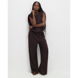 Brown High Waisted Premium Wide Leg Joggers