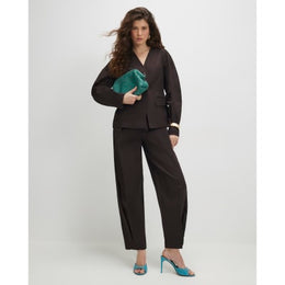 Brown High Waisted Tapered Trousers