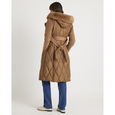 Brown Hybrid Longline Padded Coat
