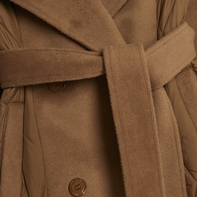 Brown Hybrid Longline Padded Coat