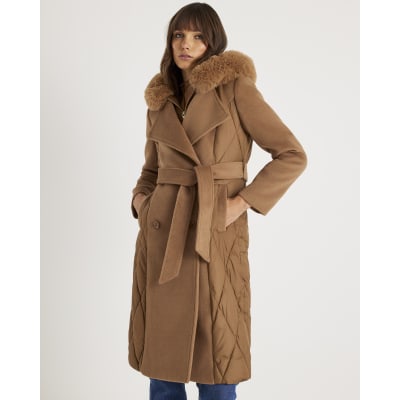 Brown Hybrid Longline Padded Coat