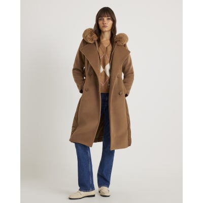 Brown Hybrid Longline Padded Coat