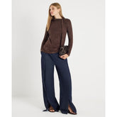 Brown Jacquard Scarf Tie Top