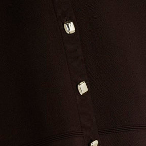 Brown Knit Fitted Button Up Cardigan